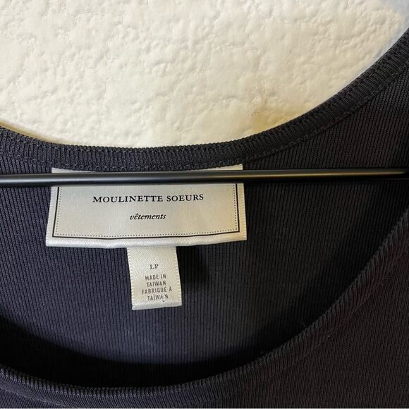 Anthropologie Moulinette Soeurs Gray Gathered Ruched Jersey Midi Dress Size LP - Picture 4 of 6